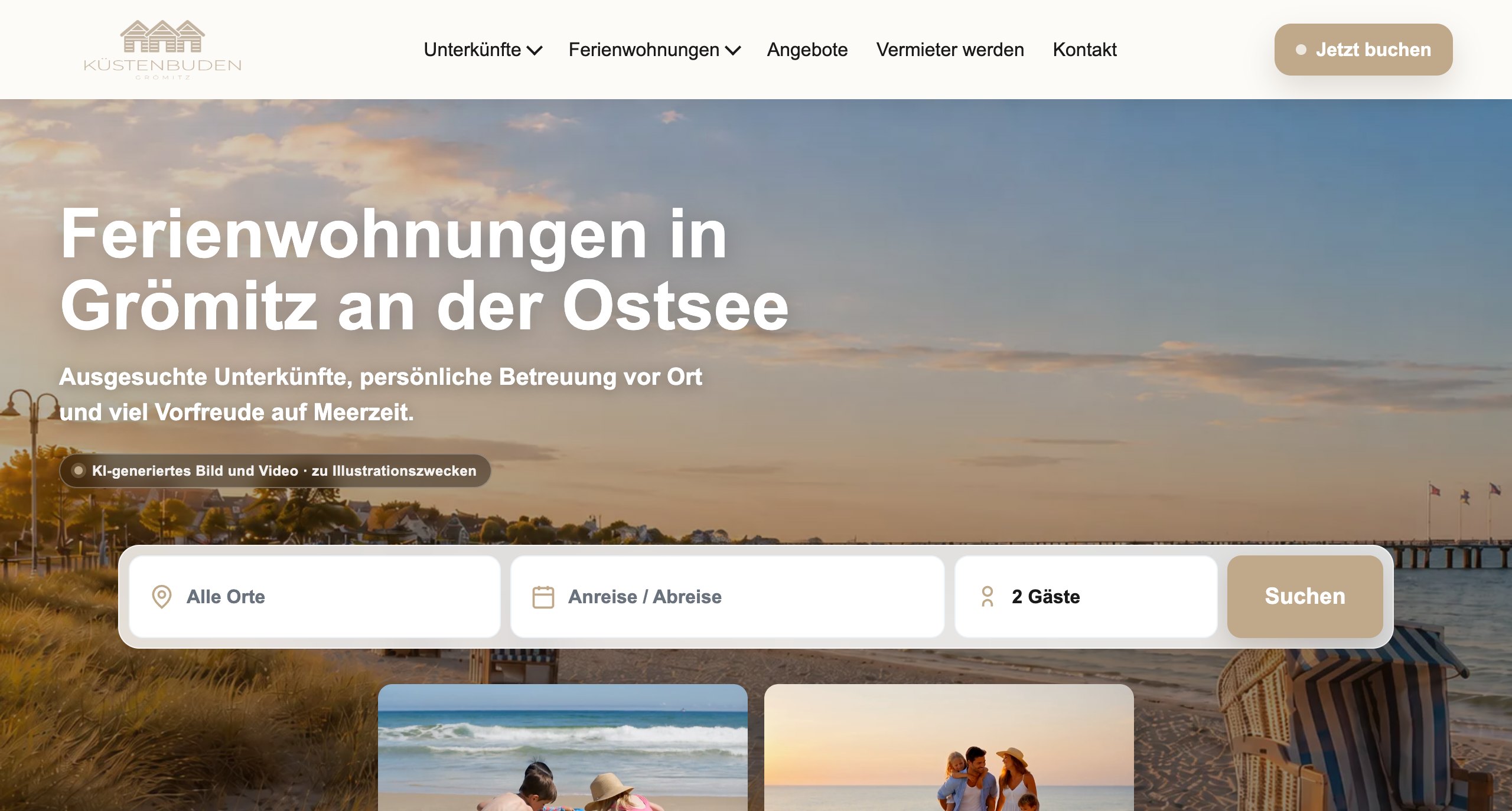 Screenshot der Website Küstenbuden Grömitz